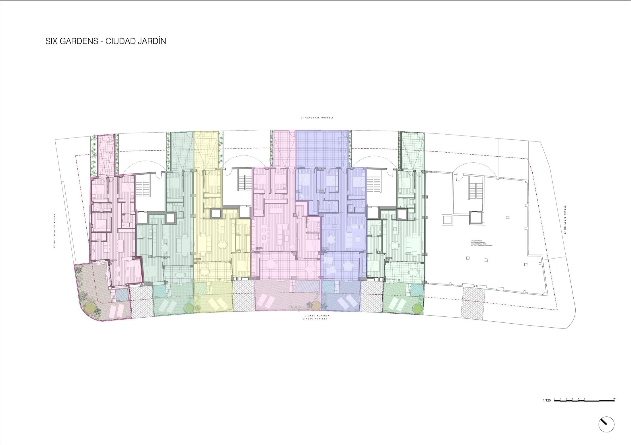 Lageplan der sechs Gartenresidenzen